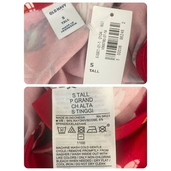 Old Navy Long Sleeve Knit True Wrap Midi Dress Red Floral NEW S Tall - Picture 8 of 11